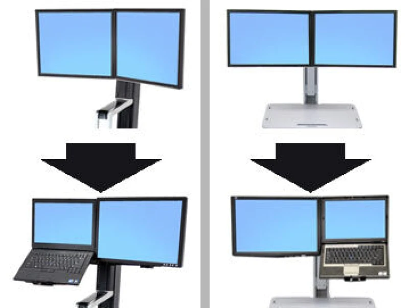 Image of Ergotron Ergotron WorkFit Convert-to-LCD & Laptop Kit from Dual Displays 50.8cm (20") Desk 97-617