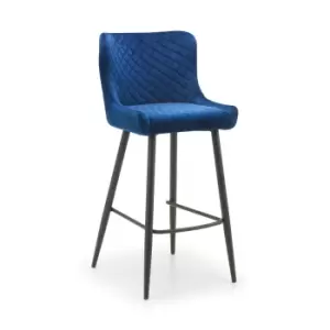 Julian Bowen Luxe Velvet Bar Stool Blue