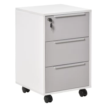 Image of HOMCOM 3-Drawer Locking File Cabinet Mobile Chest of Drawers Side Table on Wheels for Home Office, Bedroom and Living room AOSOM UK