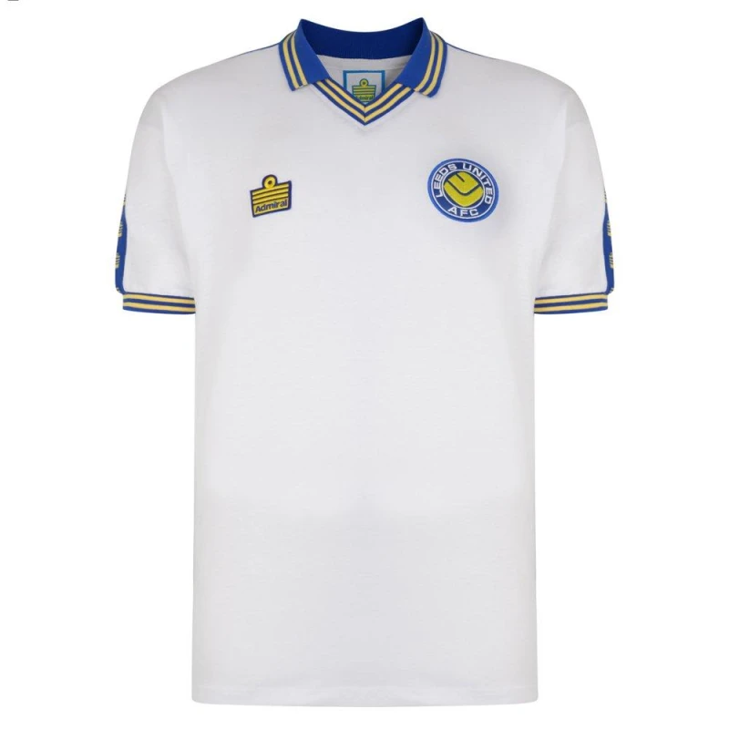 Image of Score Draw SD Leeds United Retro Home Shirt 1978 Mens White/blue male XS
