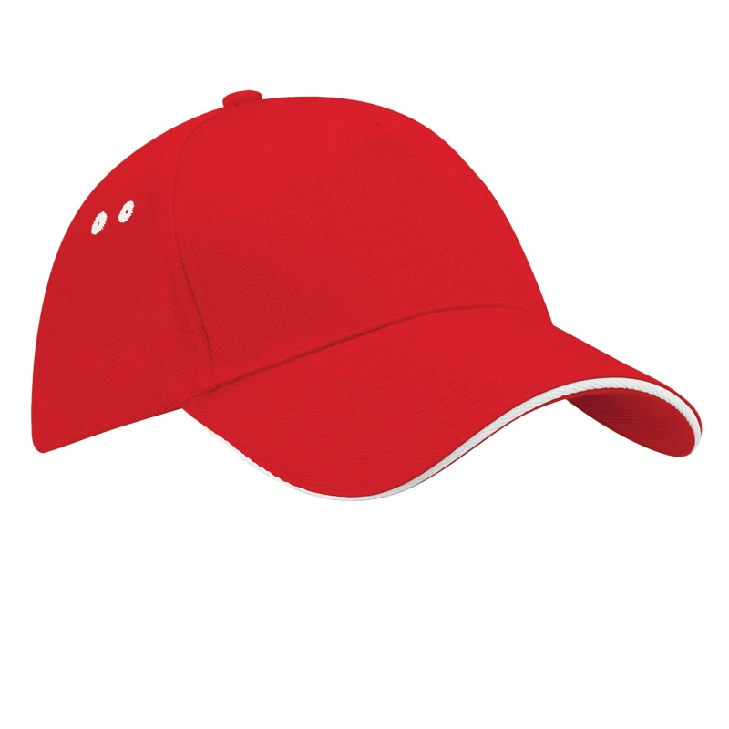 Image of Beechfield Beechfield Men Ultimate Sandwich Peak Cap in Red Red One Size Male 5063377408409