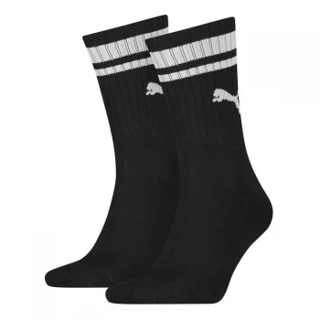 Image of Puma 2Pk Crew Her Stripe Socks - Black