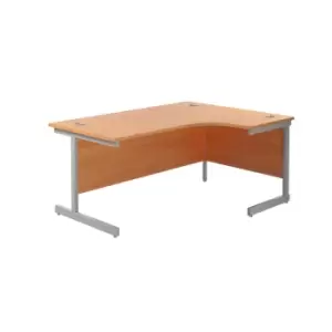Image of 1600X1200 Single Upright Right Hand Radial Desk Beech - Silver + Desk High Ped