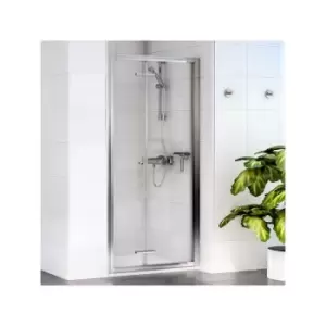 image of Shine 6 Bi-Fold Shower Door 800mm Wide Silver Frame - Clear Glass - Aqualux