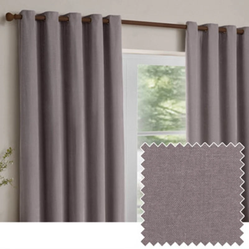 Image of Yard Heavy Chenille Velvet Room Darkening Eyelet Curtain Pair in Mauve Size: 229cm width x 137cm drop Mauve Unisex 229cm width x 137cm drop
