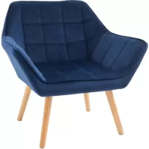 Image of Homcom - Armchair Accent Chair Wide Arms Slanted Back Padding Iron Frame Wooden Legs Home Bedroom Furniture Seating Blue