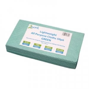 Image of 2Work Lightweight Green All Purpose Cloth 600 x 300mm Pack of 50 10284