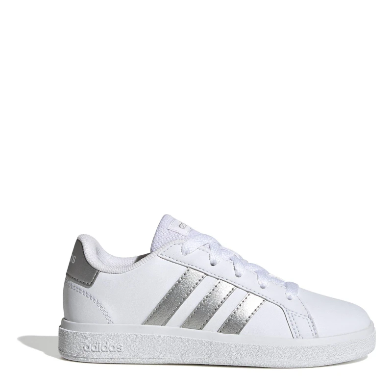 Image of adidas Girls Grand Court Trainers White/ Silver female 5.5 (38.7)