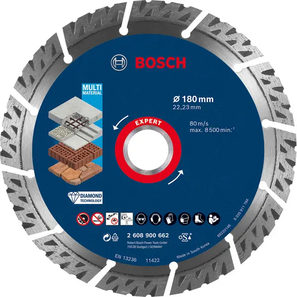 Bosch EXPERT Multi Material Diamond Blade 180 x 22.23mm Steel - main image