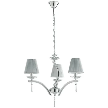 Image of Fan Europe Lighting - Fan Europe ORCHESTRA 3 Light Chandeliers with Shades Chrome, K9 Crystals With Fabric 60x50cm