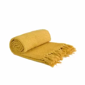 Image of Emma Barclay Honeycomb Throw 70 x 100" Ochre