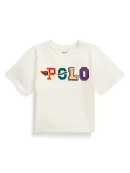 Image of Ralph Lauren Girls Polo Short Sleeve T-Shirt - Off White, Size Age: 7 Years=S, Women