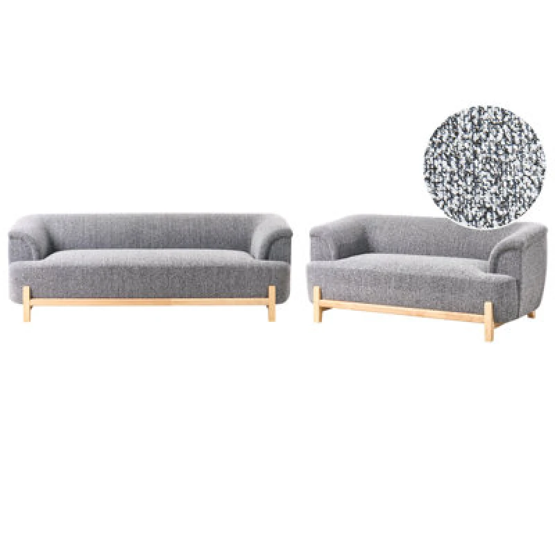 Image of Beliani Living Room Set 5 Seater Alnor Fabric Dark Grey