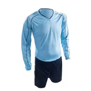 Image of Precision Unisex Adult Marseille T-Shirt & Shorts Set (L) (Sky Blue/Navy)