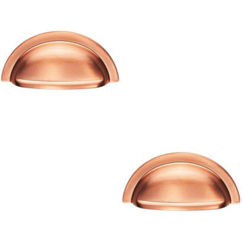 Image of Loops 2x Cabinet Cup Pull Handle 91 x 45mm 76mm Fixing Centres Satin Copper Copper unisex