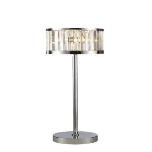 image of Torre Table Lamp 3 Light Polished Chrome, Crystal