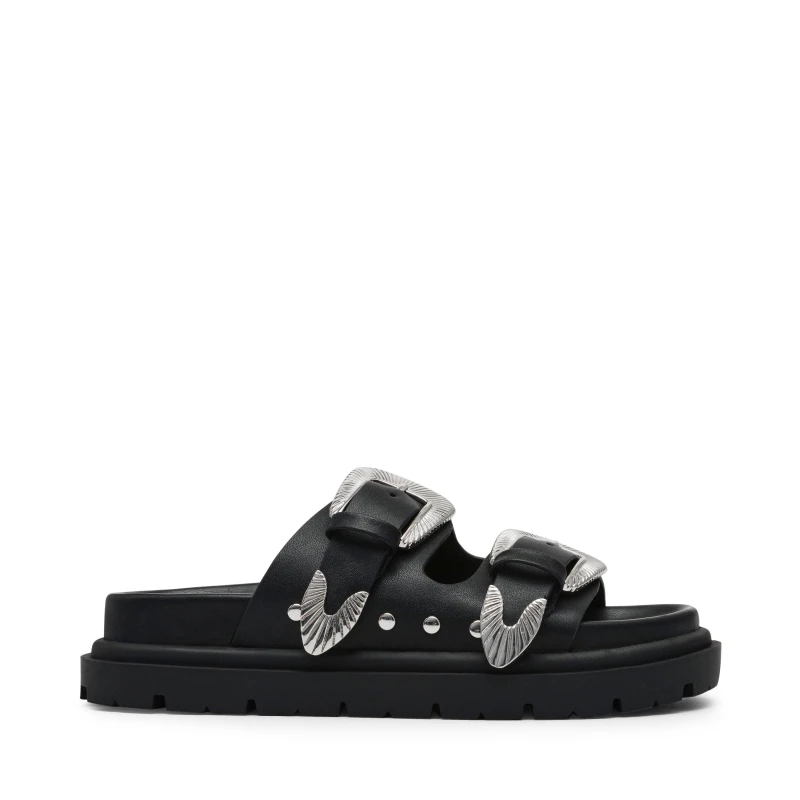 Image of Steve Madden Womens Outcast Adjustable Lightweight Flatform Sandals Black female 4 (37)