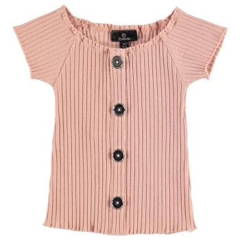 image of Firetrap Rib Bardot Top Junior Girls - Pink