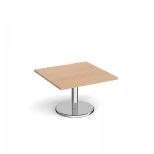 image of Pisa square coffee table with round chrome base 800mm - beech