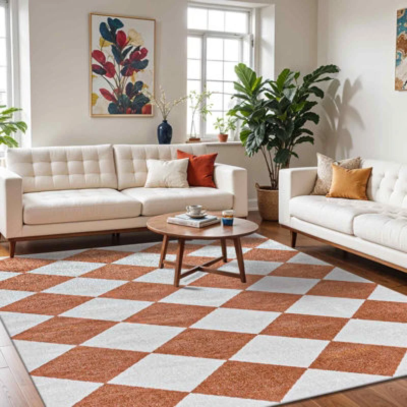 Image of Livabliss Machine Washable Modern Boho Diamond Rust Ghislaine Area Rug 160 X 213cm - Easy Care, Ideal For Living Room & Bedroom