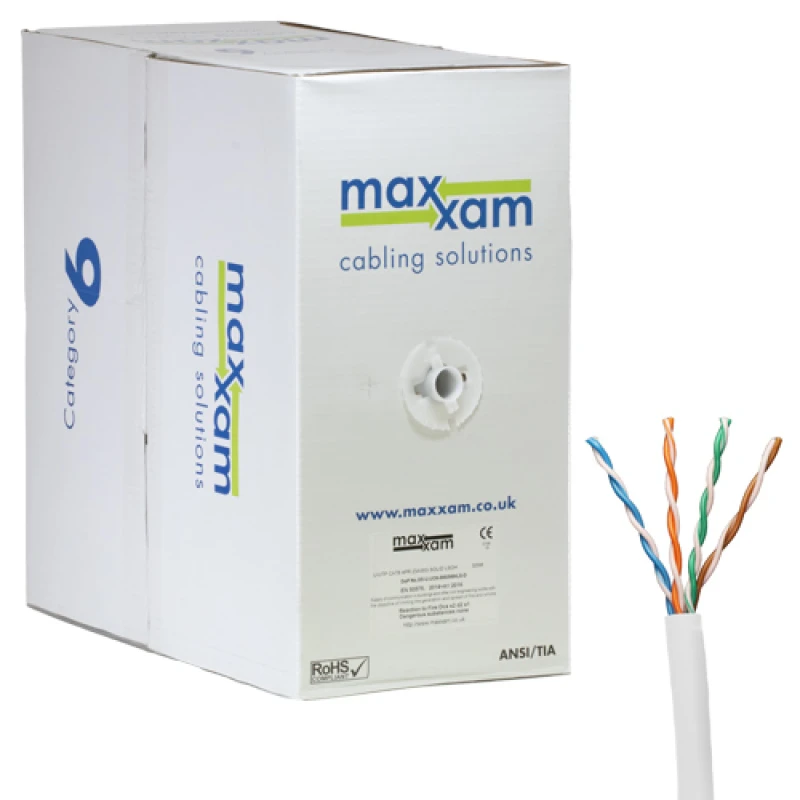 Image of Cablenet Cat6 White U/UTP LSOH 23AWG Solid CPR Dca Cable 305m Reelex B