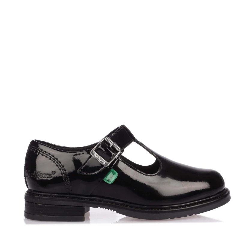 Image of Kickers Childrens Lach T Bar Patent Shoe Black female 12.5 child