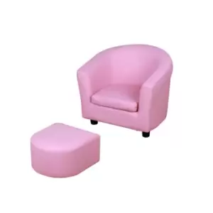 image of Kids Faux Leather Mini Sofa Pink