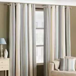 Image of Riva Home Broadway Modern Stripe Ringtop Eyelet Curtains (Pair) Polycotton Duck Egg (117X183Cm)