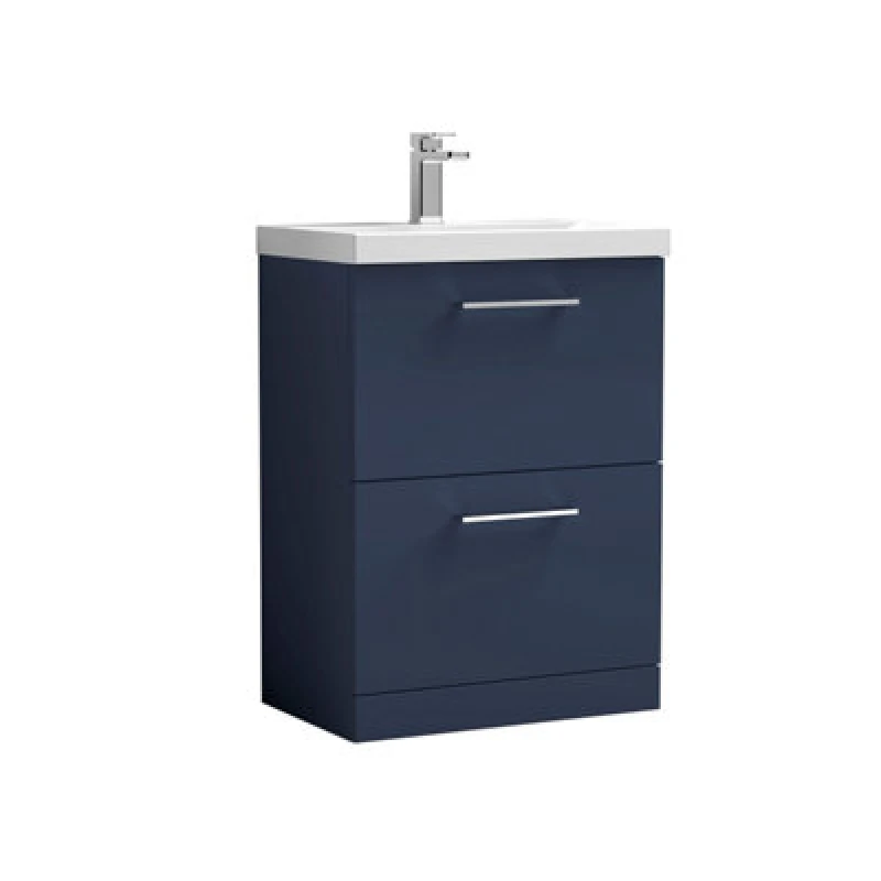 Image of NUIE Nuie - Arno Floor Standing 2-Drawer Vanity Unit with Basin-1 600mm Wide - Midnight Blue ARN2933A