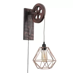 image of Anderton Pulley Wall Light with Copper Diablo Shade