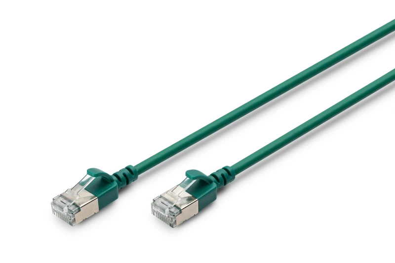 Image of Digitus CAT 6A F-FTP Slim patch cord. 0.3m. green