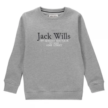 image of Jack Wills Kids Script Crew Neck Sweatshirt - Grey Heather