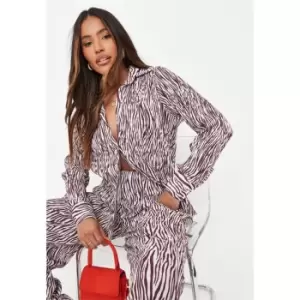 Image of Missguided Plisse Oversized Shirt Zebra - Multi