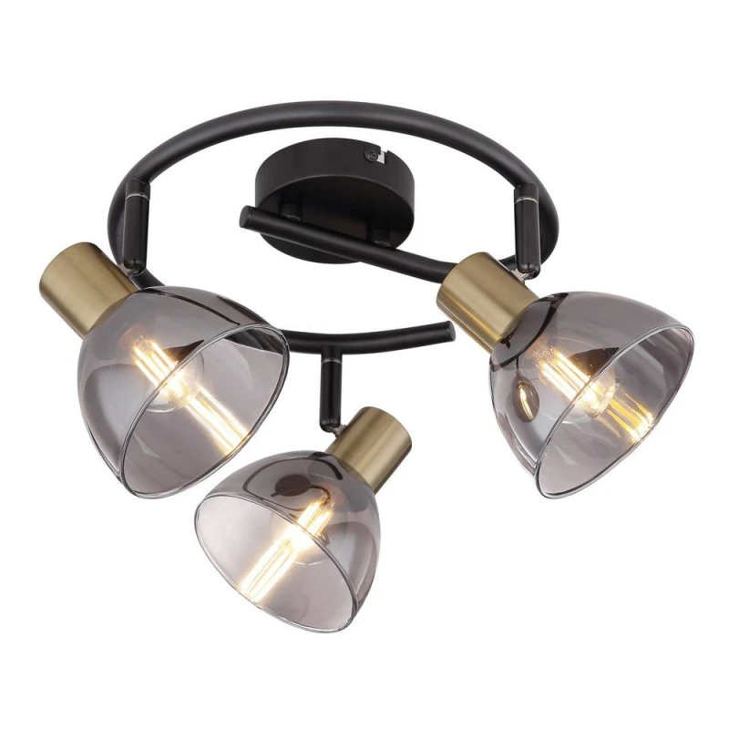 Image of Netlighting Jay Ceiling Spotlight Clusters Black Glass Shade 3x E14 Black Unisex
