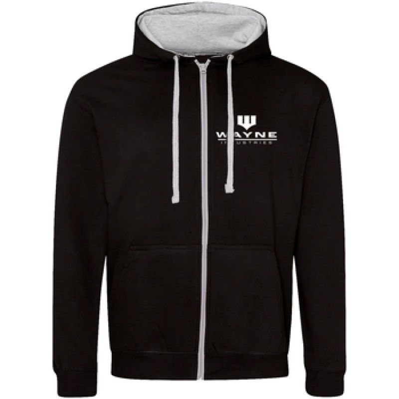 Image of Batman Batman Men Wayne Industries Full Zip Hoodie in Black Size: Medium Black M Male 5059958716575