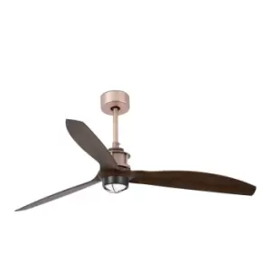 image of Just LED Copper, Wood Ceiling Fan with DC Motor, 3000K