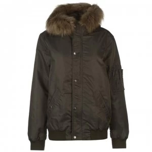 Image of Criminal Criminal Asher Cropped Parka Jacket - Khaki