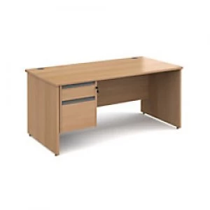 image of Dams International Straight Desk with Beech Coloured MFC Top and Graphite Frame Panel Legs and 2 Lockable Drawer Pedestal Contract 25 1600 x 800 x 725