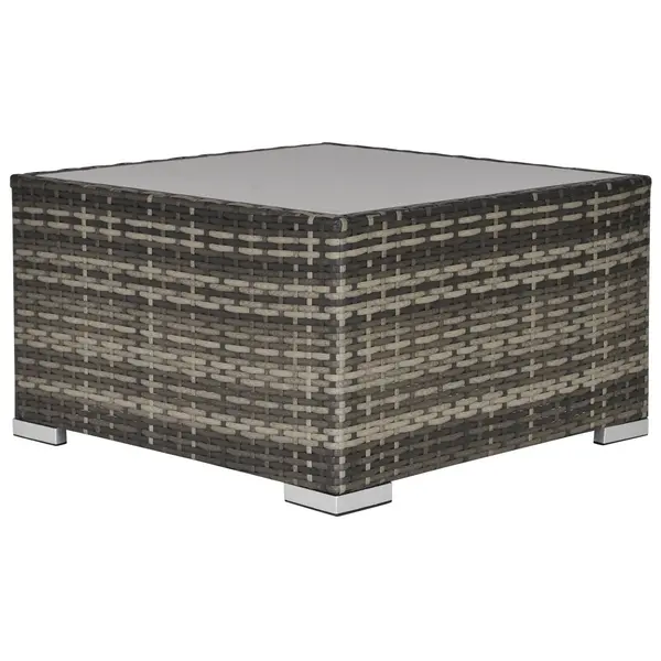Image of Outsunny Patio Wicker Coffee Table w/ Glass Top Suitable for Garden Backyard TJ Hughes 5056399122651