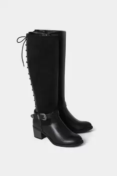 Image of Suede and Leather Mix Back Lace Up Boots