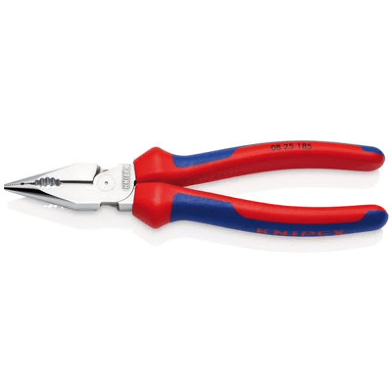Image of Draper Knipex 08 25 185 Sb Needle-Nose Combination Pliers With Multi-Component Grips Chrome-Plated, 185mm 13181