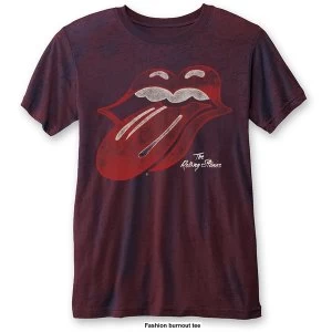 image of The Rolling Stones - Vintage Tongue Unisex Large T-Shirt - Blue,Red