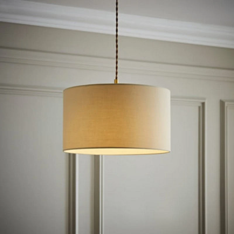 Image of ValueLights ValueLights Reni Natural Fabric Easy Fit Drum Ceiling Lamp Shade Size: Medium Natural Medium Unisex 5016529262459