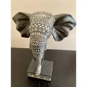 image of African Style Ornate Elephant Mask on Stand 32cm