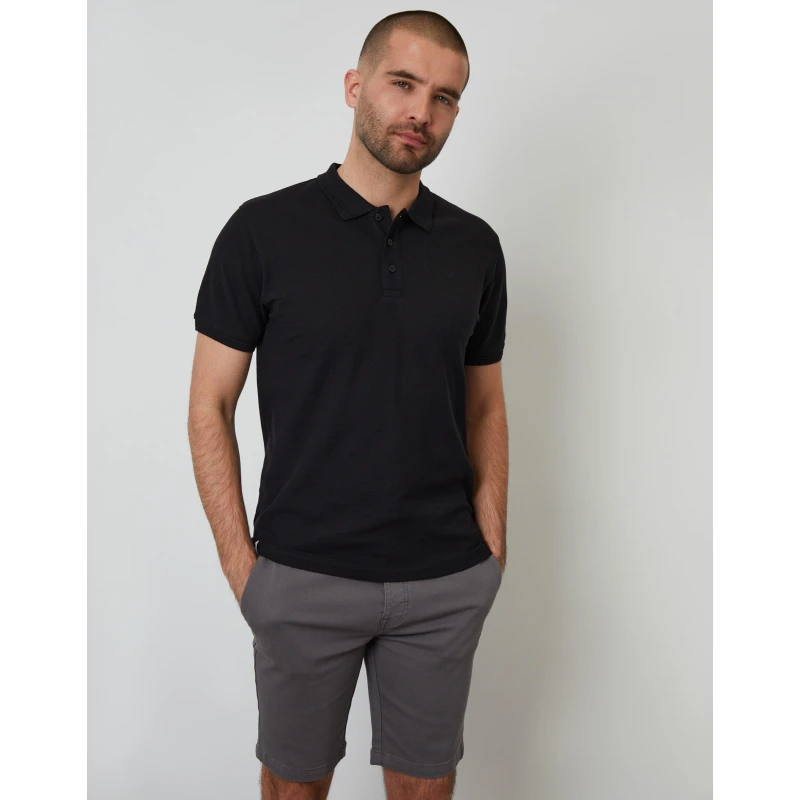 Image of Threadbare Mens TB Malbork Short-Sleeve Polo Shirt Black male Small