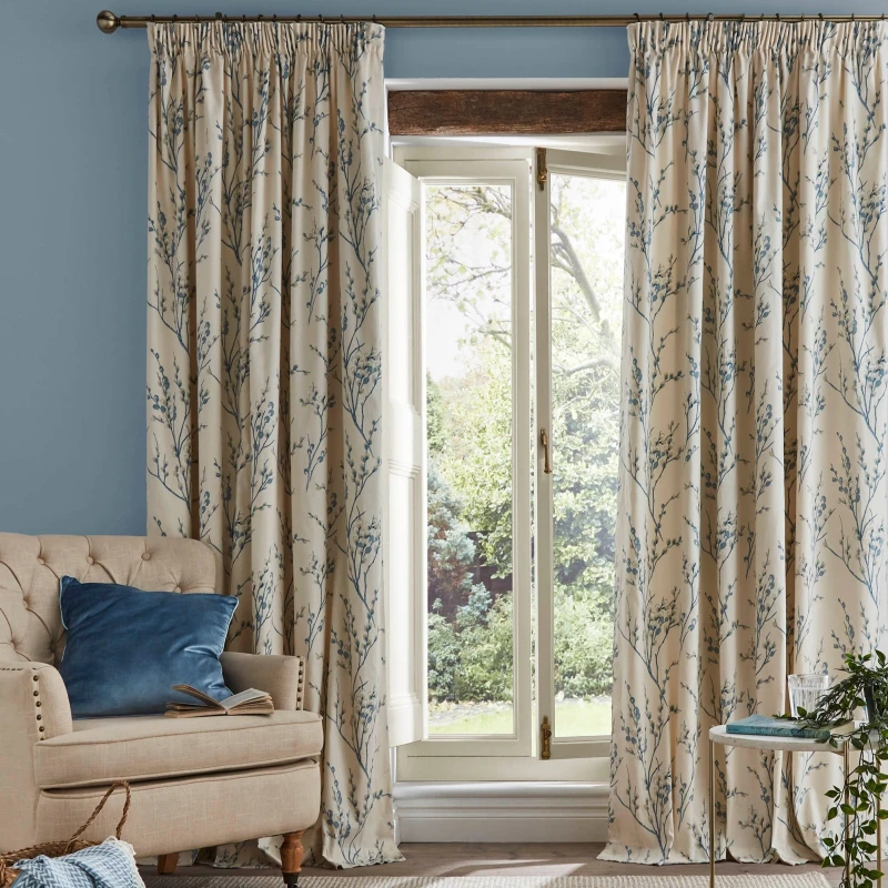 Image of Laura Ashley Pussy Willow Ready Made Curtains Off white-Seaspray