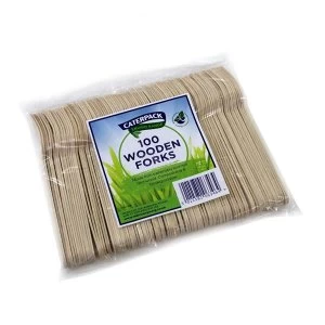 image of Robinson Young Natural birchwood Forks Ref 10568 Pack of 100 170160