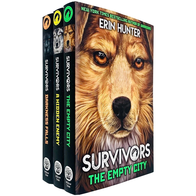 Image of Erin Hunter Survivors Series Darkness Falls, A Hidden Enemy, The Empty City Collection Erin Hunter Books