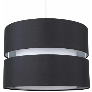 image of Minisun - 2 Tier Ceiling Pendant Light Shade - Black & White - No Bulb