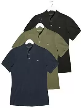 image of BadRhino 3 Pack Plain Polo Shirt - Black/Green/Navy, Multi, Size 2XL, Men